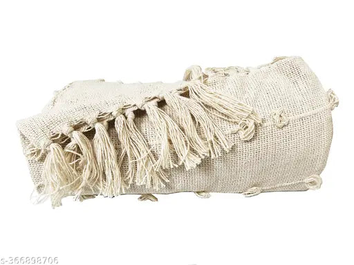 Cotton hand-knit sofa throw, soft and cozy, 52 x 82 inches or 130 x 210 cm, super soft and breathable