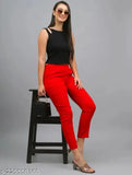 Red high waist pants and matching high waist skirt pack of 2