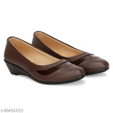 Stylish synthetic leather wedge heels for women and girls - versatile design, closed back, PVC sole, multiple sizes available