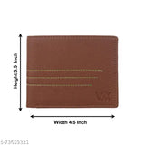 Tan PU leather wallet for men, regular size with 3 card slots and textured design, free size (9cm x 11cm). Made in India
