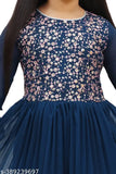 Embroidered Georgette Sharara for Kids, Indian party wear with full sleeves, intricate embroidery detail