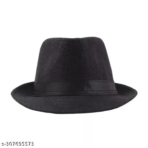 Black straw trilby/fedora hat for men - Fashionable, packable, and versatile Khaki cap