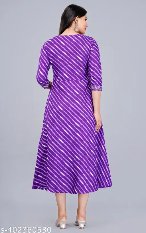 Purple unstitched anarkali with flared sleeves