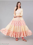 Pretty rayon kurtis, three-quarter sleeves, printed combo. M size (bust 38in), machine washable, Indian fabric