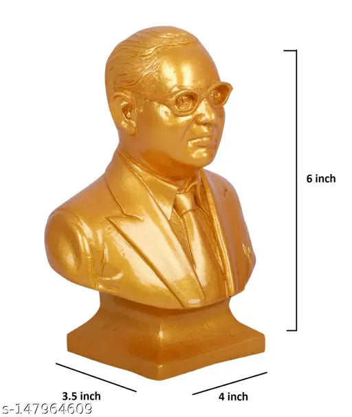 Golden poly resin Baba Saheb Ambedkar couple figurine, 6 inches tall, Indian art for home or office decor
