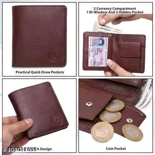 Faux leather classic world wallet for men, ultra slim, 2 compartments, perfect for daily use