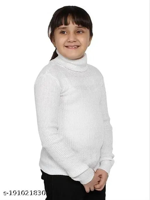 Trendy Hyneck Sweater in White Color Baby Casual Winter Every Wear Full Sleeve Kids High Neck for Baby Boys and Baby Girls Skeeve/Skiwi/Skivy/ Skivvy Sweater Set (Pack of 1)