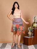 Printed cotton two-in-one skirt, versatile design for women and girls, mixed pattern, free size, Indian origin