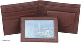 Solid PU leather bi-fold wallet, perfect for casual wear, 2 compartments, free size (11cm x 10cm)