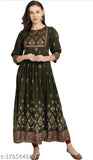 Rayon printed Singal gown with three-quarter sleeves, available in S, M, XL, XXL, XXXL sizes (S: Bust 36in, Length 50in). Indian made formal attire on mannequin