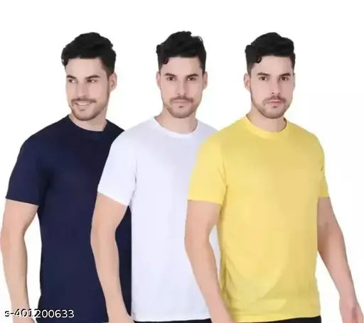 Polyester Casual Men's T-Shirts, Solid Design in S, M, L, XL, XXL - Versatile for Gym, Gatherings, & Party Wear - Made in India