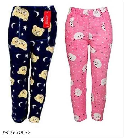 Woolen lower for women Pyjamas pack of 2, black and blue color