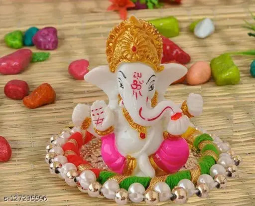 Meditating Ganesha poly-resin Feng Shui showpiece, 4cm x 7cm x 6cm, handcrafted Indian home decor gift