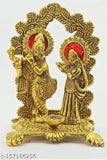 Metal Radha Krishna idol, 15cm x 15cm x 11.5cm, Indian handcrafted home decor for pooja samagri and office gifts