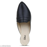 Lycra D strap Fancy Mules Bellies & Ballerinas, PVC sole, open back net, solid color shoes for women - India origin (Size: IND-4, 22.5cm foot length)