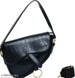 Black women's leather purse with long shoulder strap