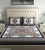 Rajasthani 100 Jaipuri Cotton King Size Double Bedsheet with 2 Pillow Covers - Indian-made, premium quality, botanical print bed sheet for summer