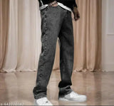 Men's blue denim boot cut jeans, casual style