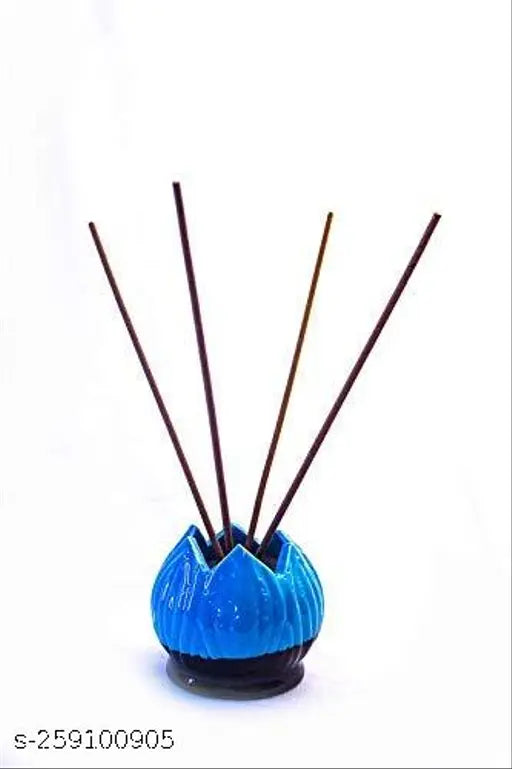 Multicolor handmade ceramic incense stand, size 2.5x2.5x2.5 inches, perfect for home or office decor, ideal for gifting occasions like Diwali, Ganesha Chaturthi, or housewarming. Made in India