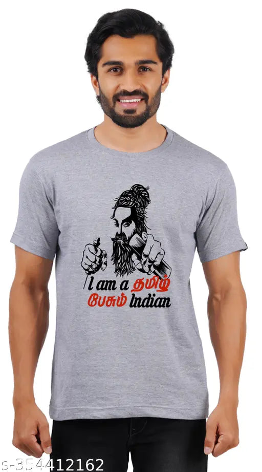 Indian cotton blend t-shirt, Chan Flairz Tamil Pesum design on short sleeves, size [Size]