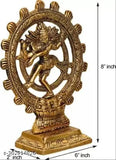 Gold-plated metal Nataraj statue, 19cm tall, traditional Indian home decor