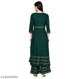 Rayon anarkali kurta with zari woven pattern and three-quarter sleeves, Aniyah Women's solid outfit for Indian festive celebrations or formal events