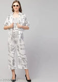 Poly crepe printed paper print jumpsuit set for women and girls, latest fashion trend from India