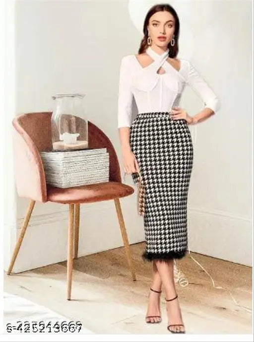 Black and white patterned skirt
