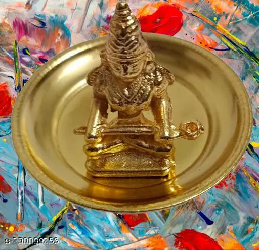 Brass Annapurna MATA Idol, Goddess of Food & Prosperity, 1.5x1x1.5 inches, hand-carved Indian artifact