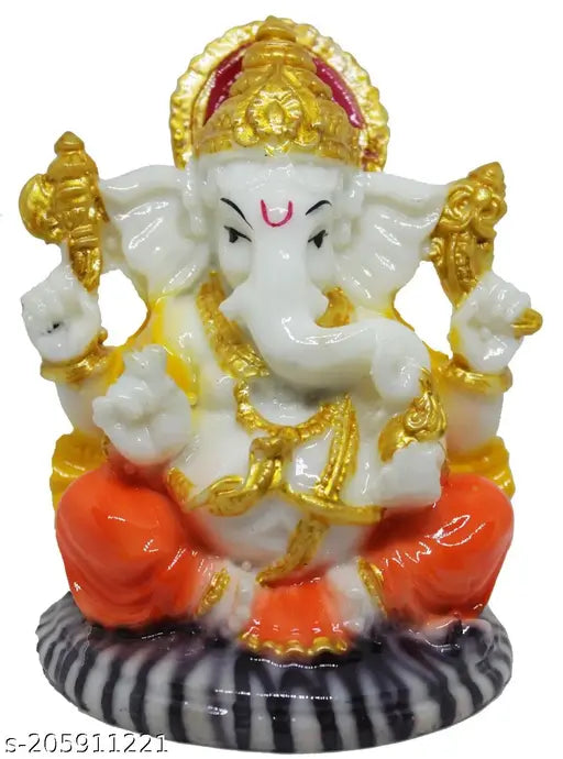 Blue resin Pagadi Ganesh showpiece, polyresin hippo storage statue for home decor (27.5x15x20 cm)