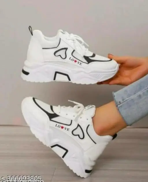 Reefox Girls Black Mesh White Stylish Comfortable Sports Running Casual Sneakers Shoes