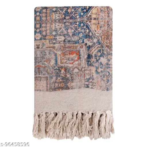 Urbanic Aura Cotton Throw Blanket with Hand Block Print, decorative throw blanket for home and office use, suitable for sofa couches armchairs benches, all season ac throw blanket