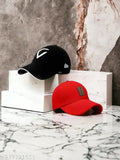 Embroidered cotton couple cap set, vibrant hip hop pattern, stylish fashion accessory from India
