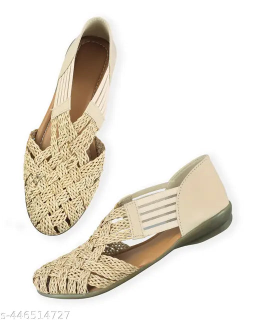 A pair of colorful woven espadrilles