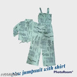 Women's printed poly crepe 2-set jumpsuit with short sleeves, featuring vibrant Indian design