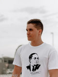 Blue polyester Jay Bhim T-shirt 8 with printed design, short sleeves, size N from India