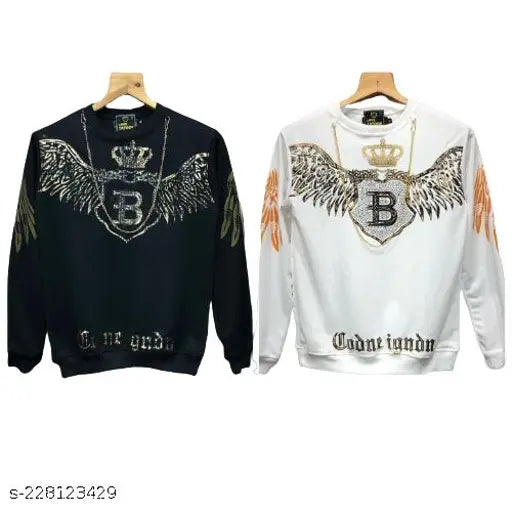 Cotton long sleeved fancy modern men's t-shirts, printed pattern design, M, L, XL from India