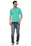 Mintgreen cotton blend polo neck t-shirt for men, Rytonz exclusive printed design on short sleeves