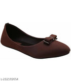 Brown suede ballerinas by Laxmi Trace - slip-on style for women's casual wear