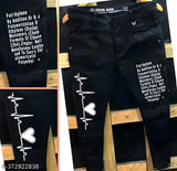 Denim small heart jeans, latest black slim fit for men, India origin, solid pattern, sizes 28, 30, 32