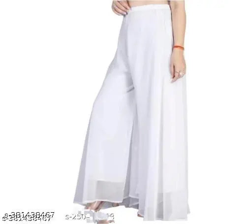 White high-waisted wide-leg trousers