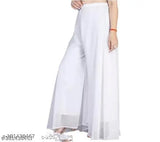 White high-waisted wide-leg trousers