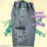 Black casual jogger jeans, relaxed fit, zip front