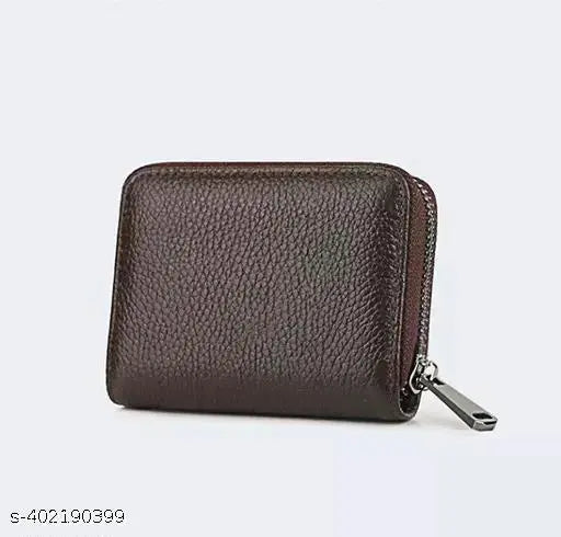 Solid faux leather cardholder wallet with 5 compartments for money and cards, India-made accessory for everyday use