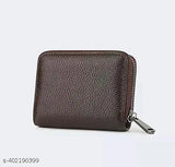 Solid faux leather cardholder wallet with 5 compartments for money and cards, India-made accessory for everyday use