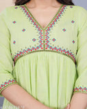 Rayon embroidered anarkali Kurta by PRIYA FASHION, solid combo with three-quarter sleeves. Indian festival wedding party wear