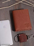 Faux leather bi-fold men's wallet, compact size (L10cm x W9cm) for front/back pockets, ingenuous design, made in India