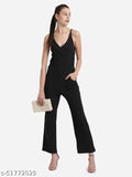 Modern polyester jumpsuit for women - sleeveless, solid pattern, urban retro design, multipack of sizes S, M, L, XL from India