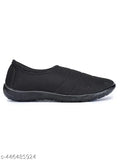 Black canvas women's slip-on shoes with PVC sole, solid pattern from India (IND-8 - foot length size: 27cm)
