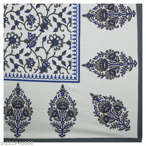 Superfine cotton Jaipuri single bedsheet & pillow cover, botanical print, ideal for summer, VNV Creation